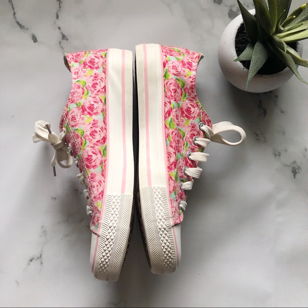 Boutique Pink Floral Sneakers Size 8 - Picture 4 of 6